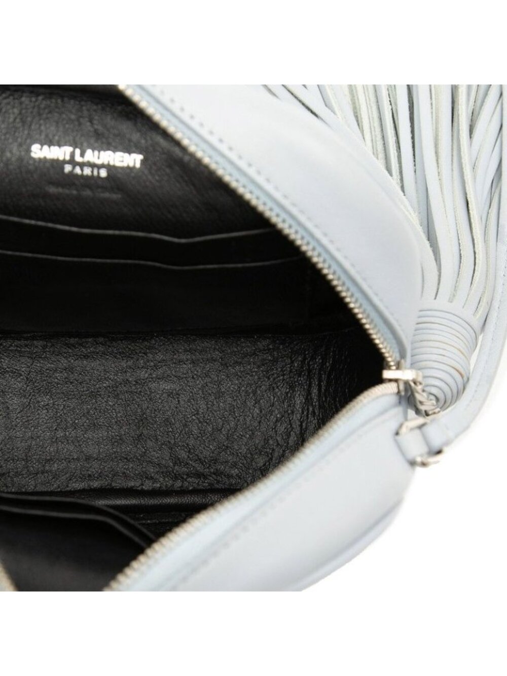 Saint Laurent YSL Logo Bloga Tassel Mini Shoulder Bag Blue Leather - Picture 4 of 6